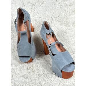 Jeffrey Campbell Shoes Womens Size 40 Gray Suede Leather Platform Heels Chunky